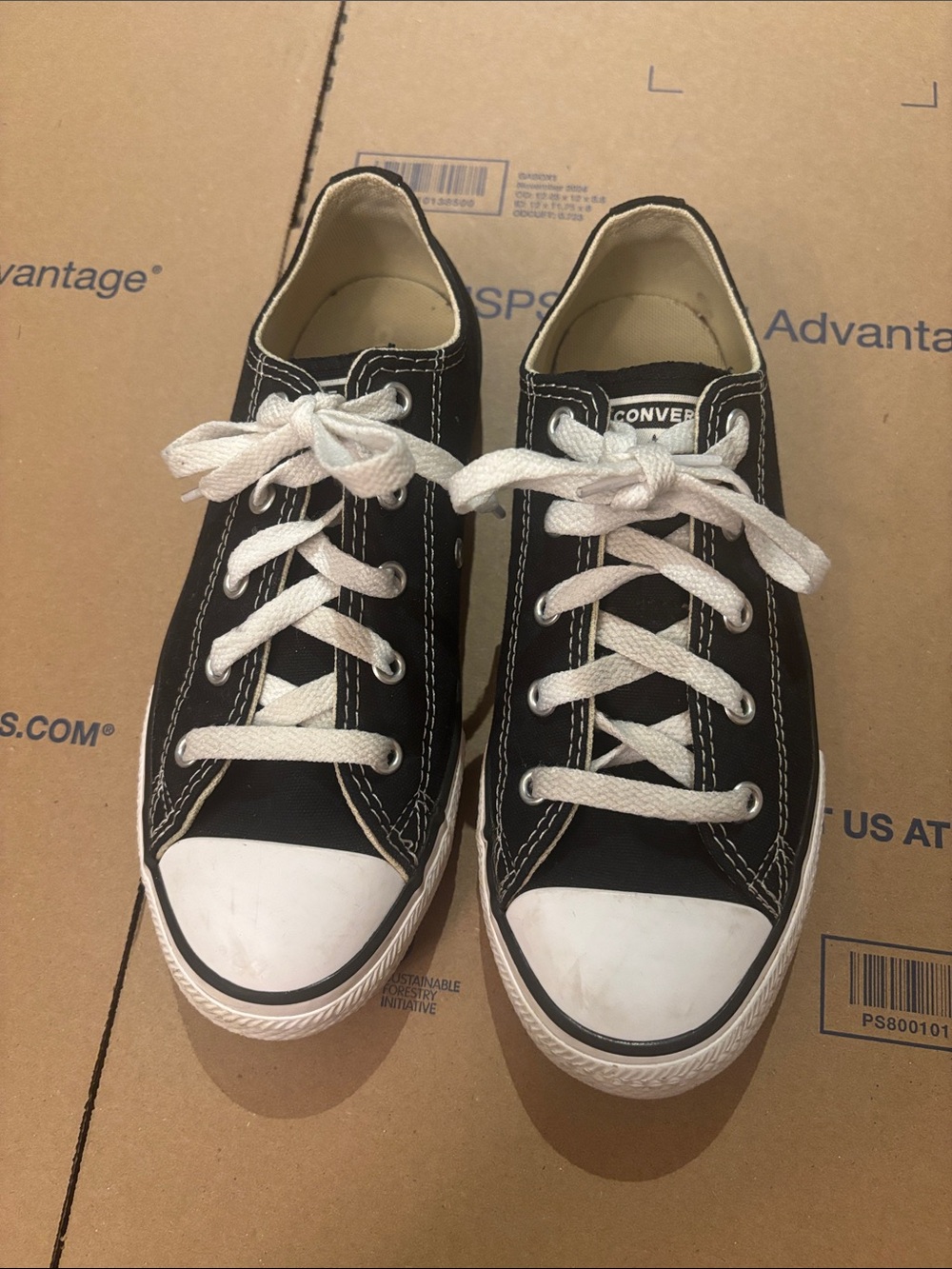 Converse Kids Black and White Low Top Canvas Sneakers